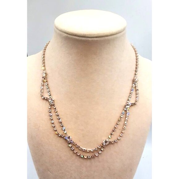 Rhinestone Draped Necklace - Adjustable 14"-16" - Picture 1 of 4